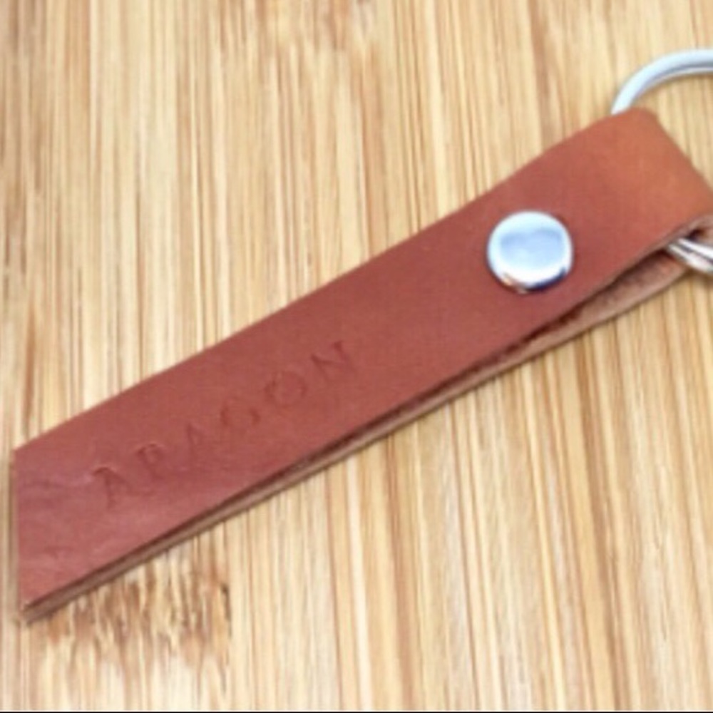 Genuine Leather Key Fob "Logo Llavero”- Tan Brown